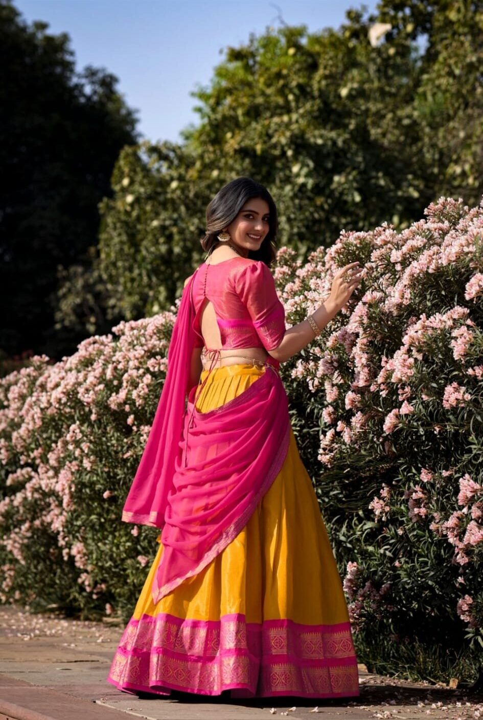 Pink and Yellow Festive Lehenga Choli